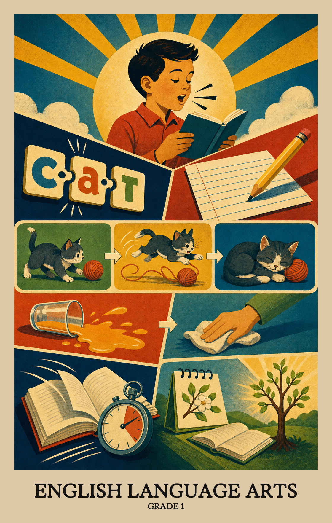 Illustration of what students learn in Grade 1 English Language Arts