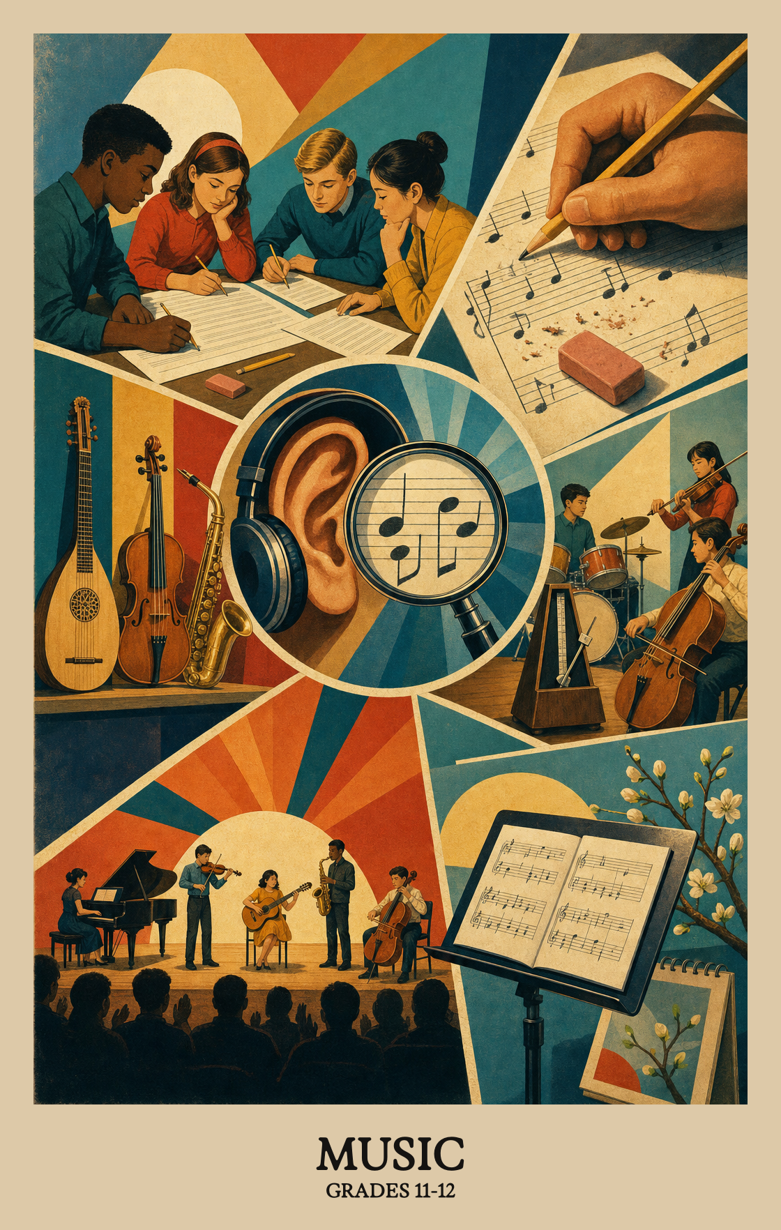 Illustration of what students learn in Grades 11-12 Arts: Music