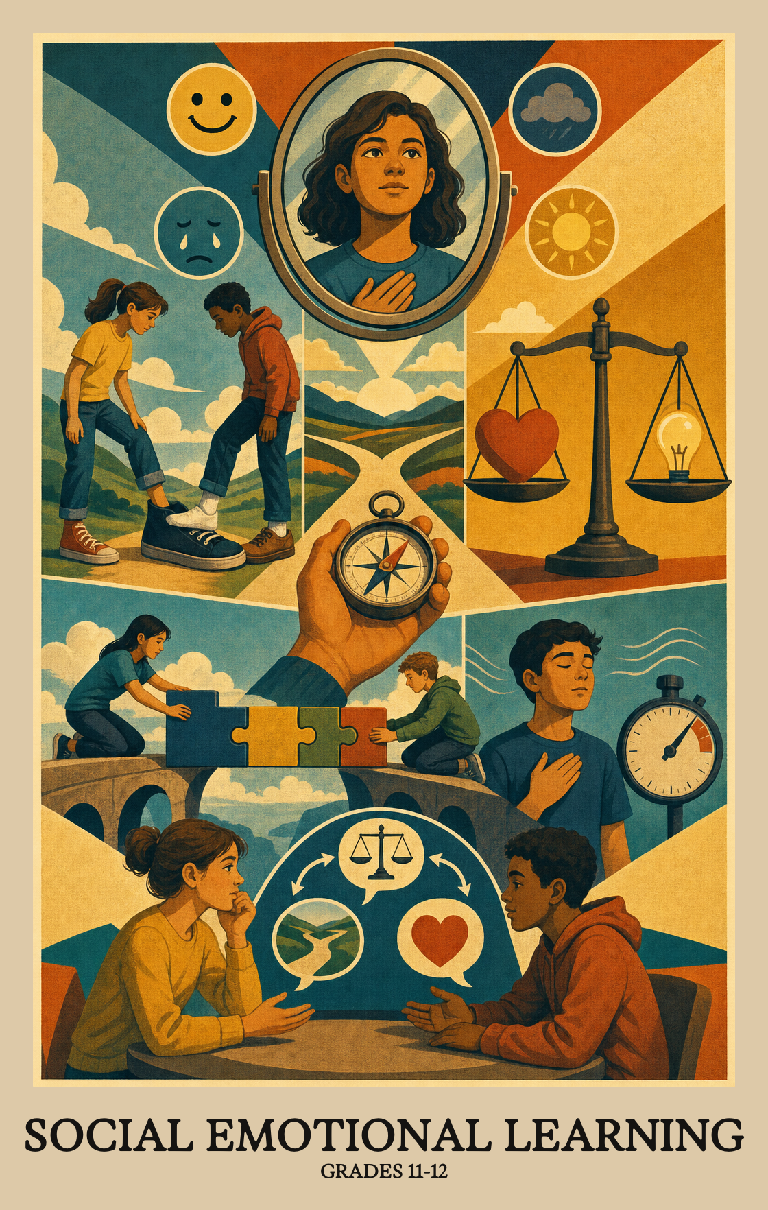 Illustration of what students learn in Grades 11-12 Social Emotional Learning