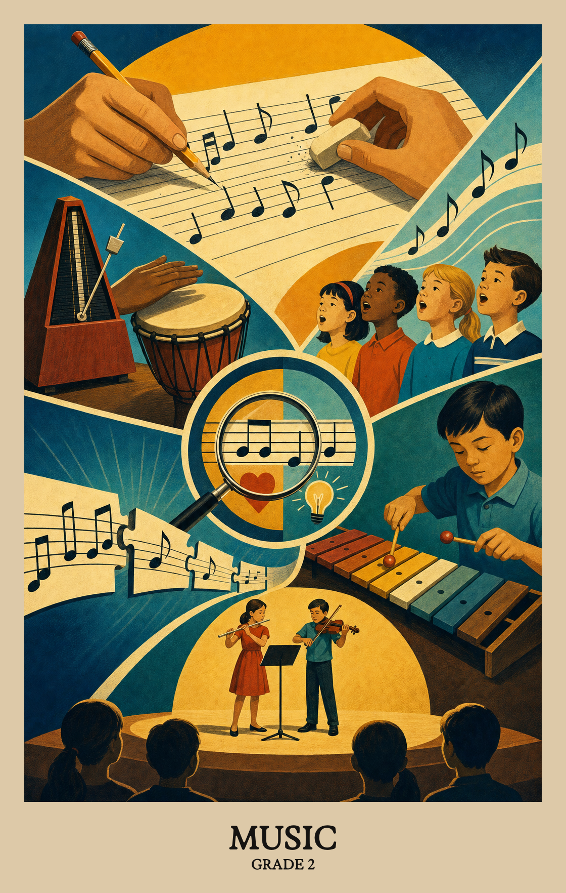 Illustration of what students learn in Grade 2 Arts: Music