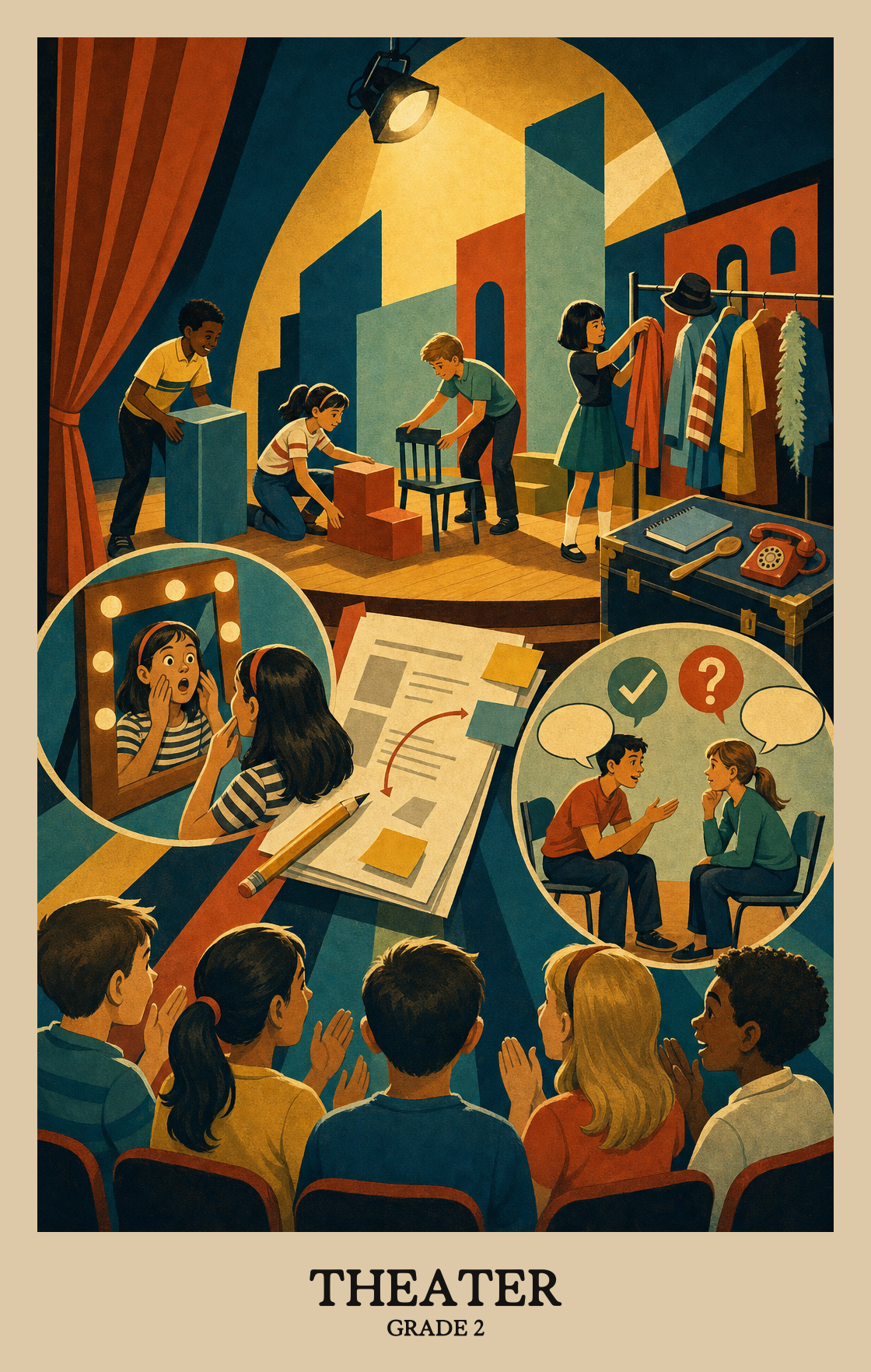 Illustration of what students learn in Grade 2 Arts: Theatre