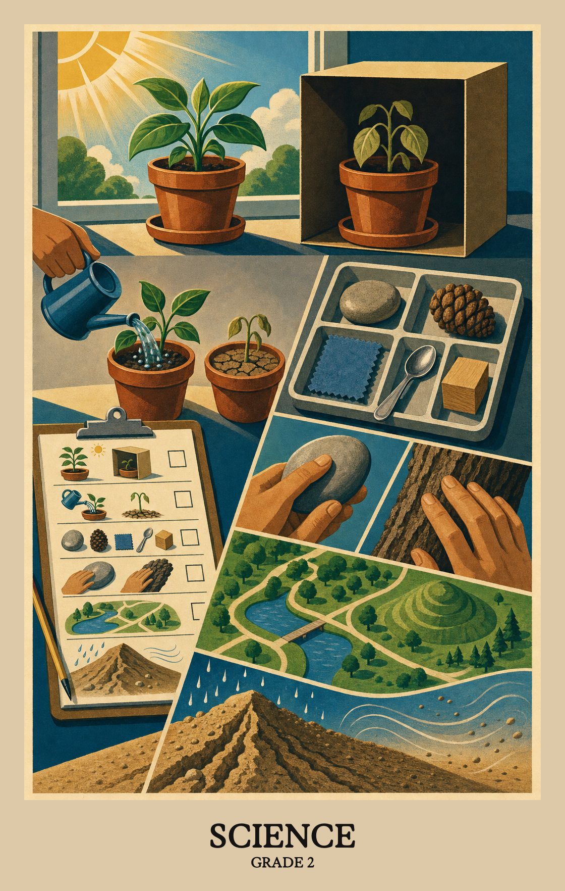 Illustration of what students learn in Grade 2 Science