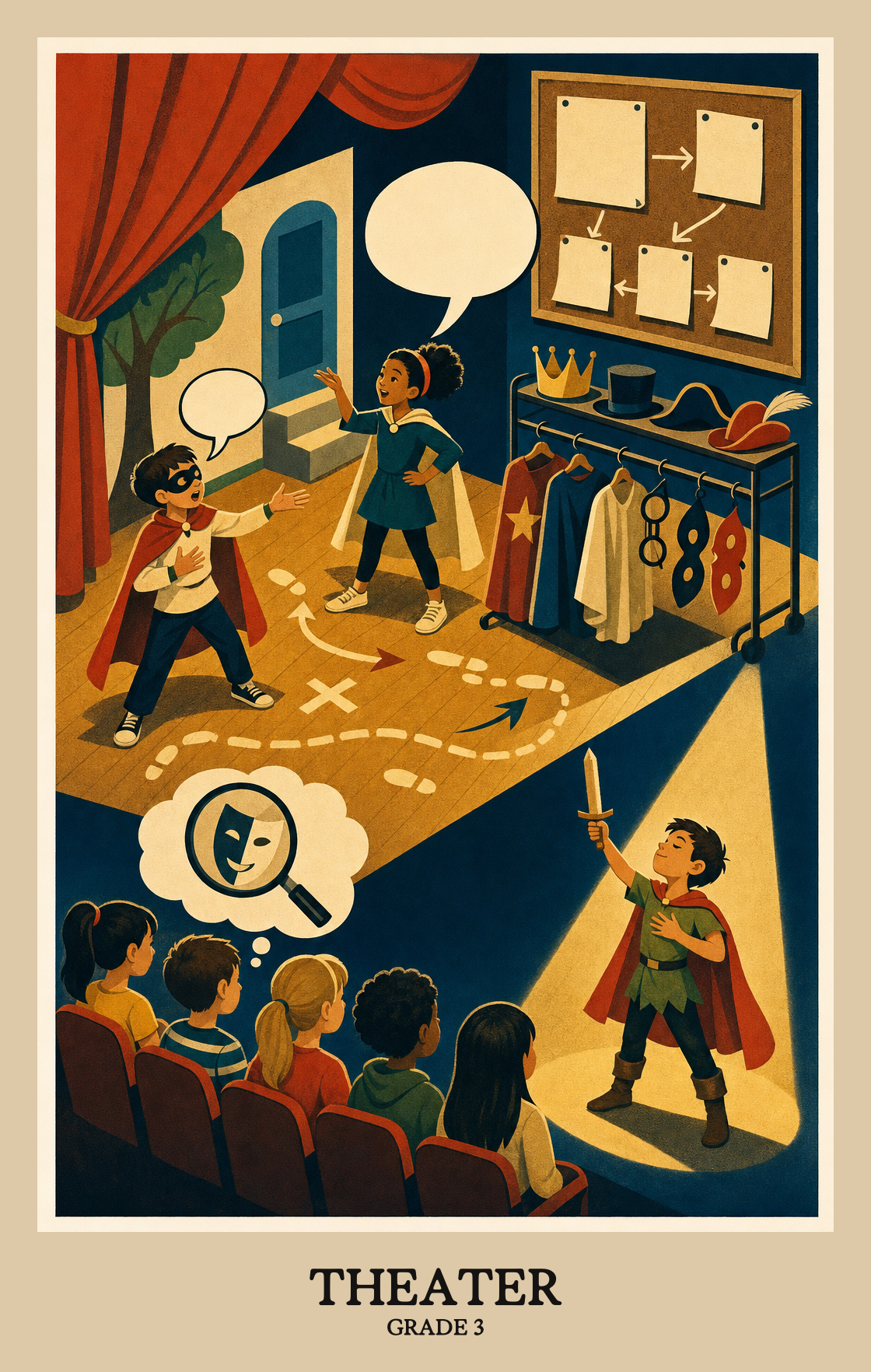 Illustration of what students learn in Grade 3 Arts: Theatre