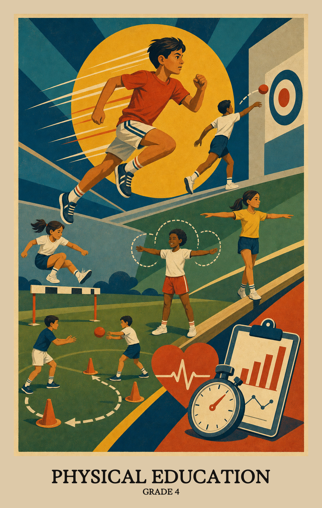 Illustration of what students learn in Grade 4 Physical Education