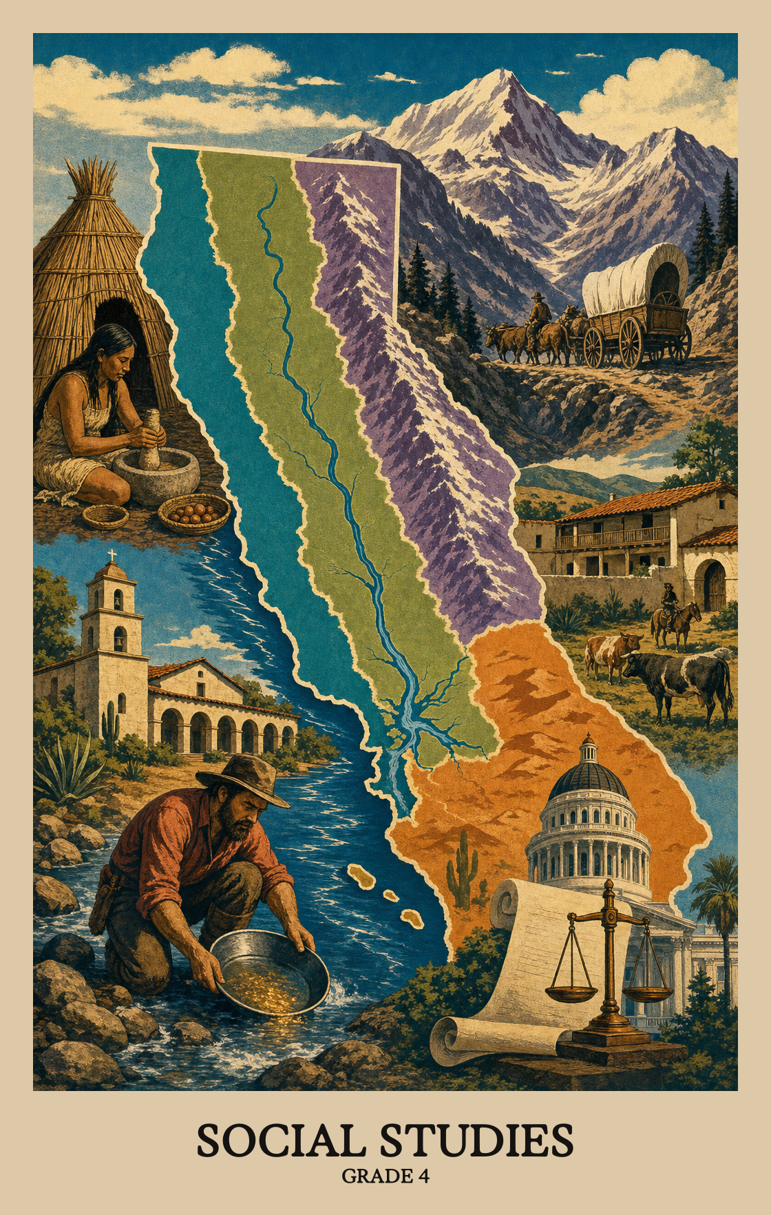 Illustration of what students learn in Grade 4 Social Studies