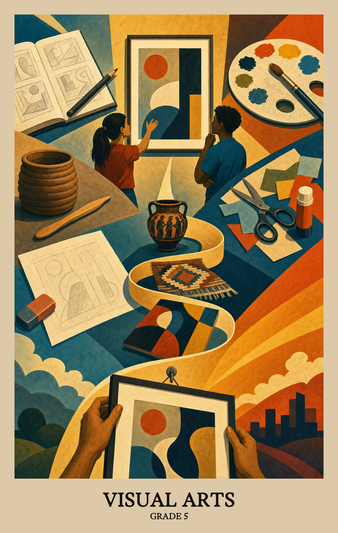 Illustration of what students learn in Grade 5 Arts: Visual Arts