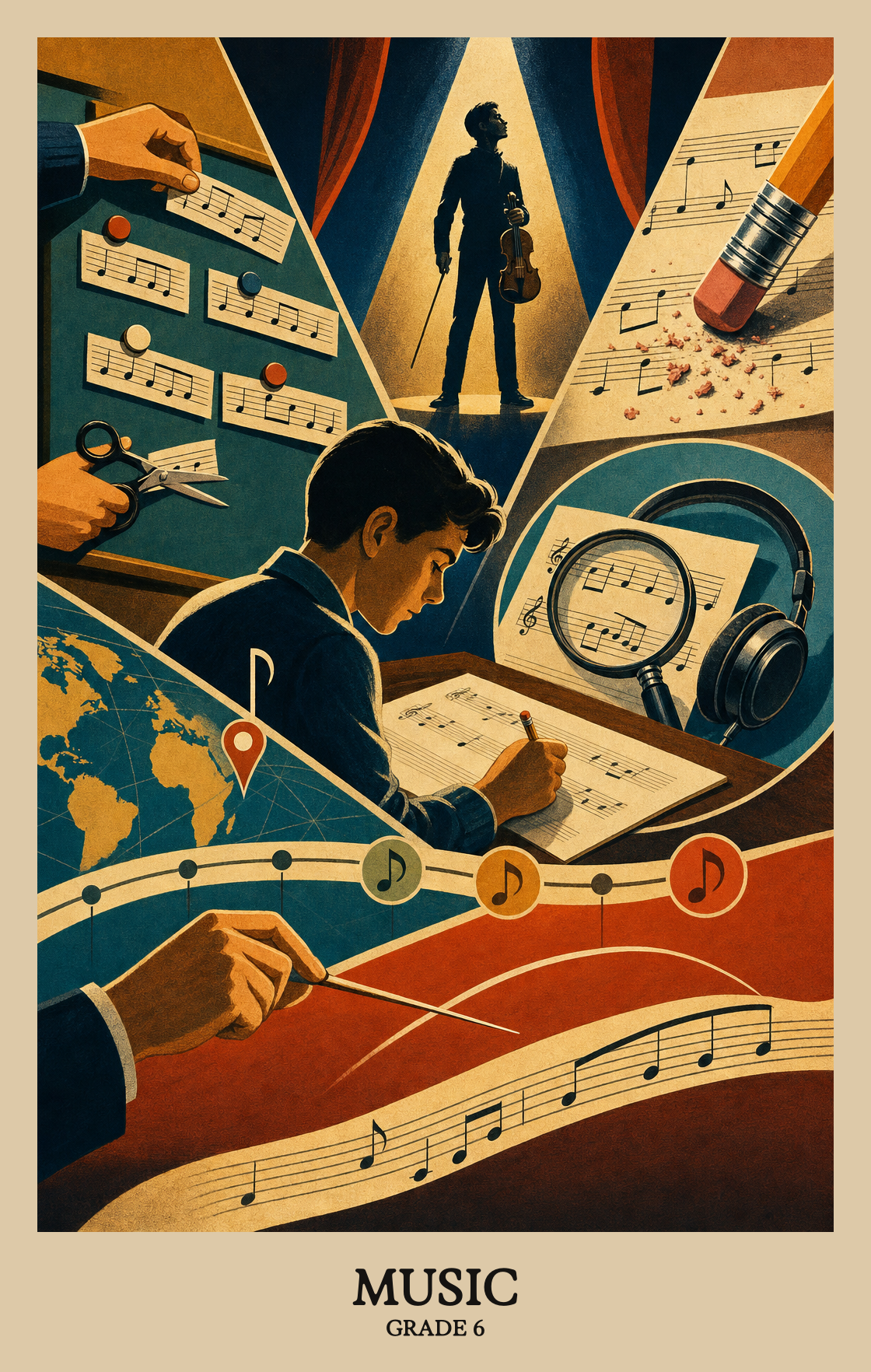Illustration of what students learn in Grade 6 Arts: Music