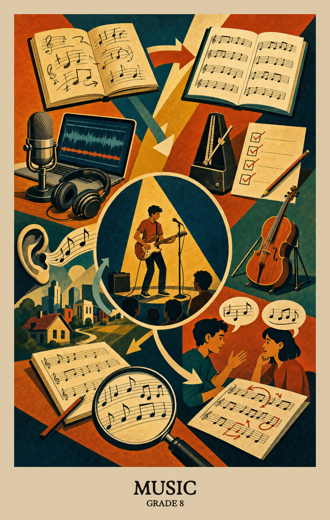 Illustration of what students learn in Grade 8 Arts: Music