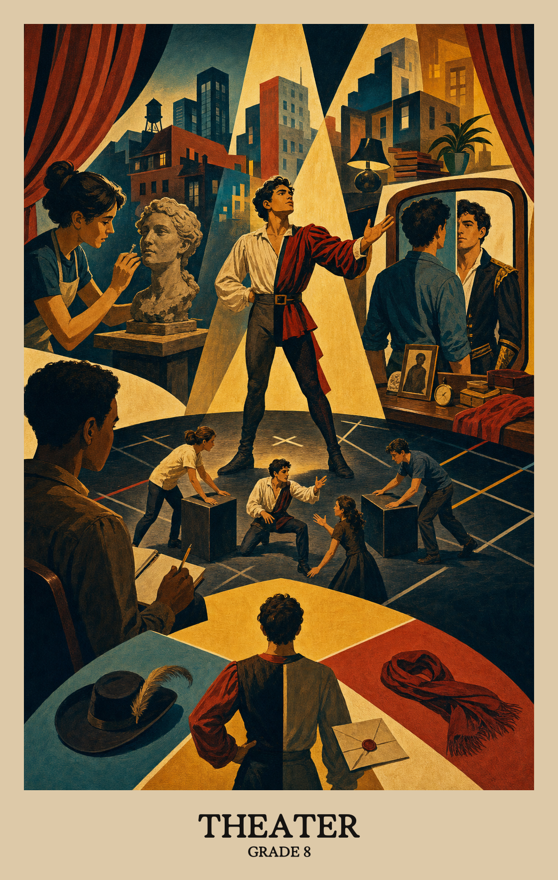 Illustration of what students learn in Grade 8 Arts: Theatre