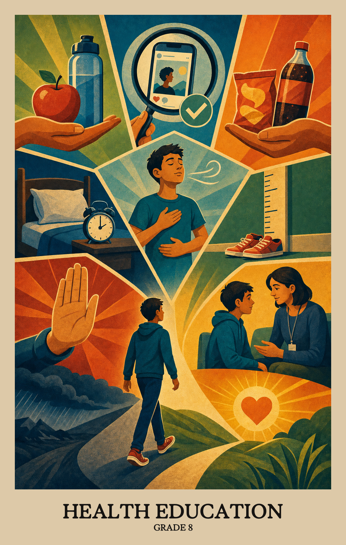Illustration of what students learn in Grade 8 Health Education