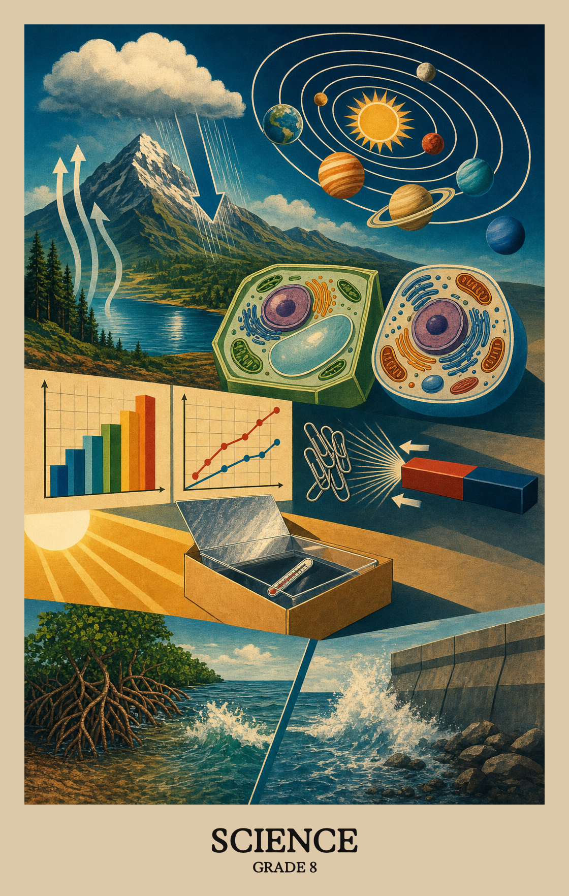 Illustration of what students learn in Grade 8 Science
