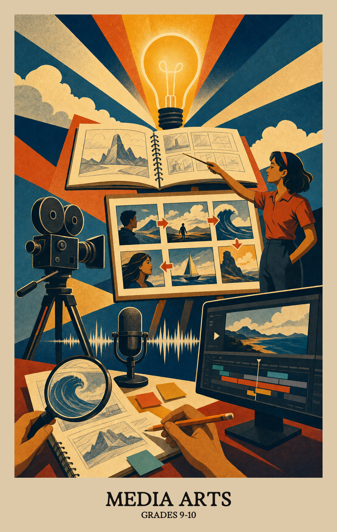 Illustration of what students learn in Grades 9-10 Arts: Media Arts
