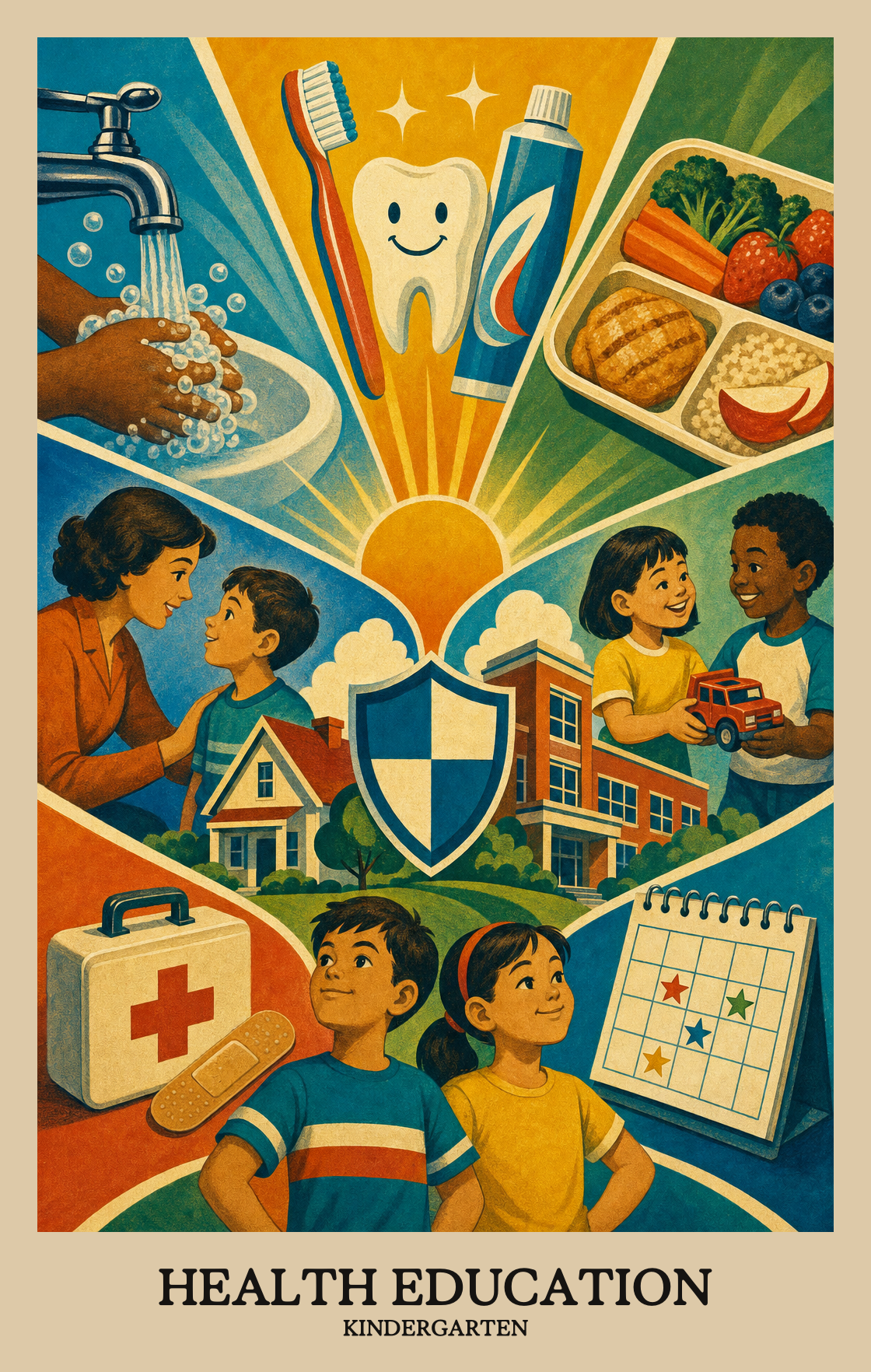 Illustration of what students learn in Kindergarten Health Education