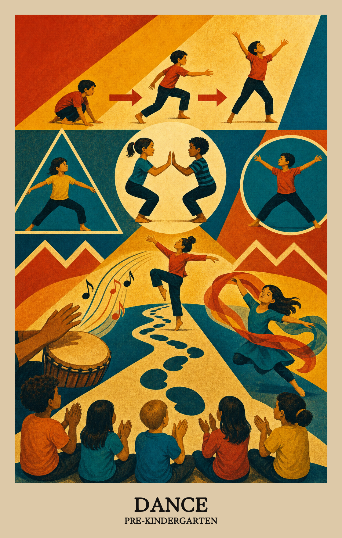 Illustration of what students learn in Pre-Kindergarten Arts: Dance