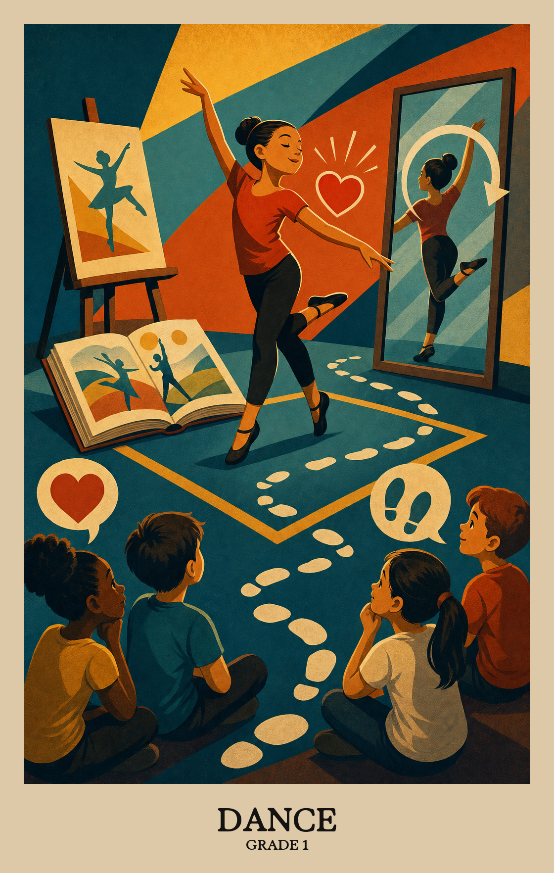 Illustration of what students learn in Grade 1 Arts: Dance