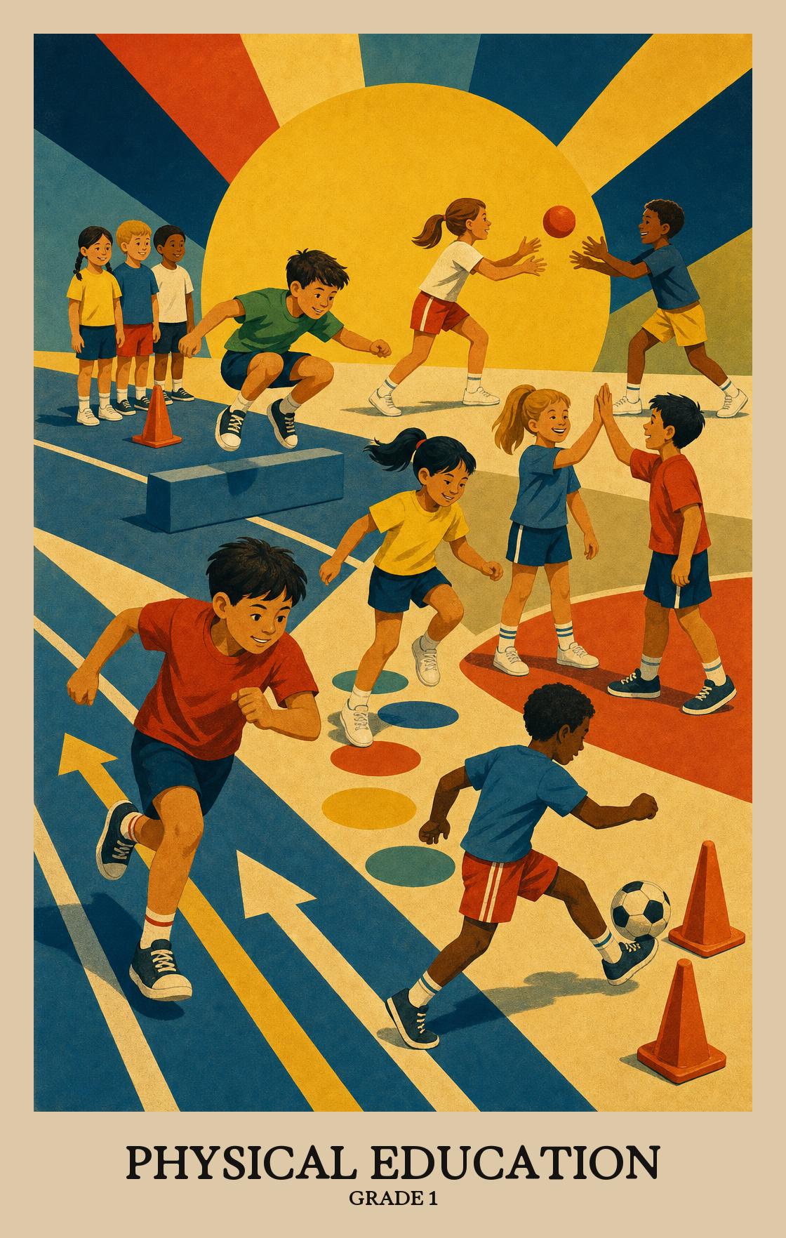 Illustration of what students learn in Grade 1 Physical Education
