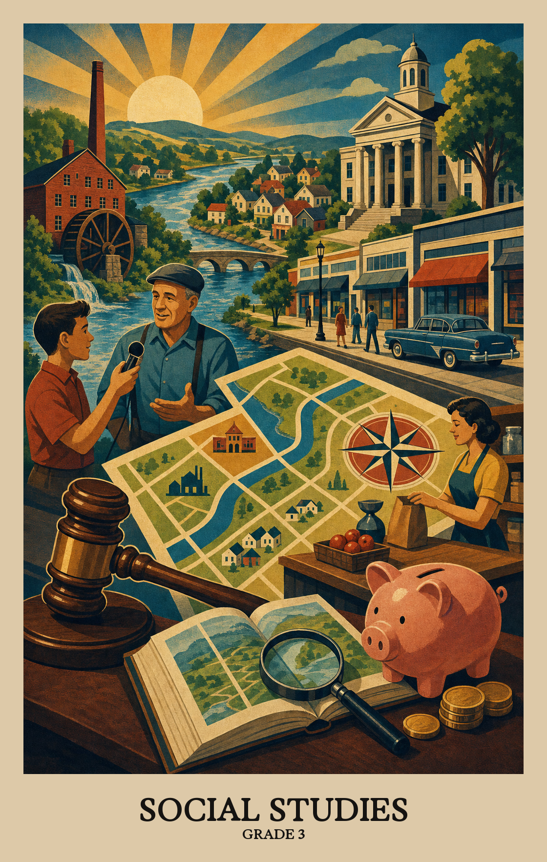 Illustration of what students learn in Grade 3 Social Studies