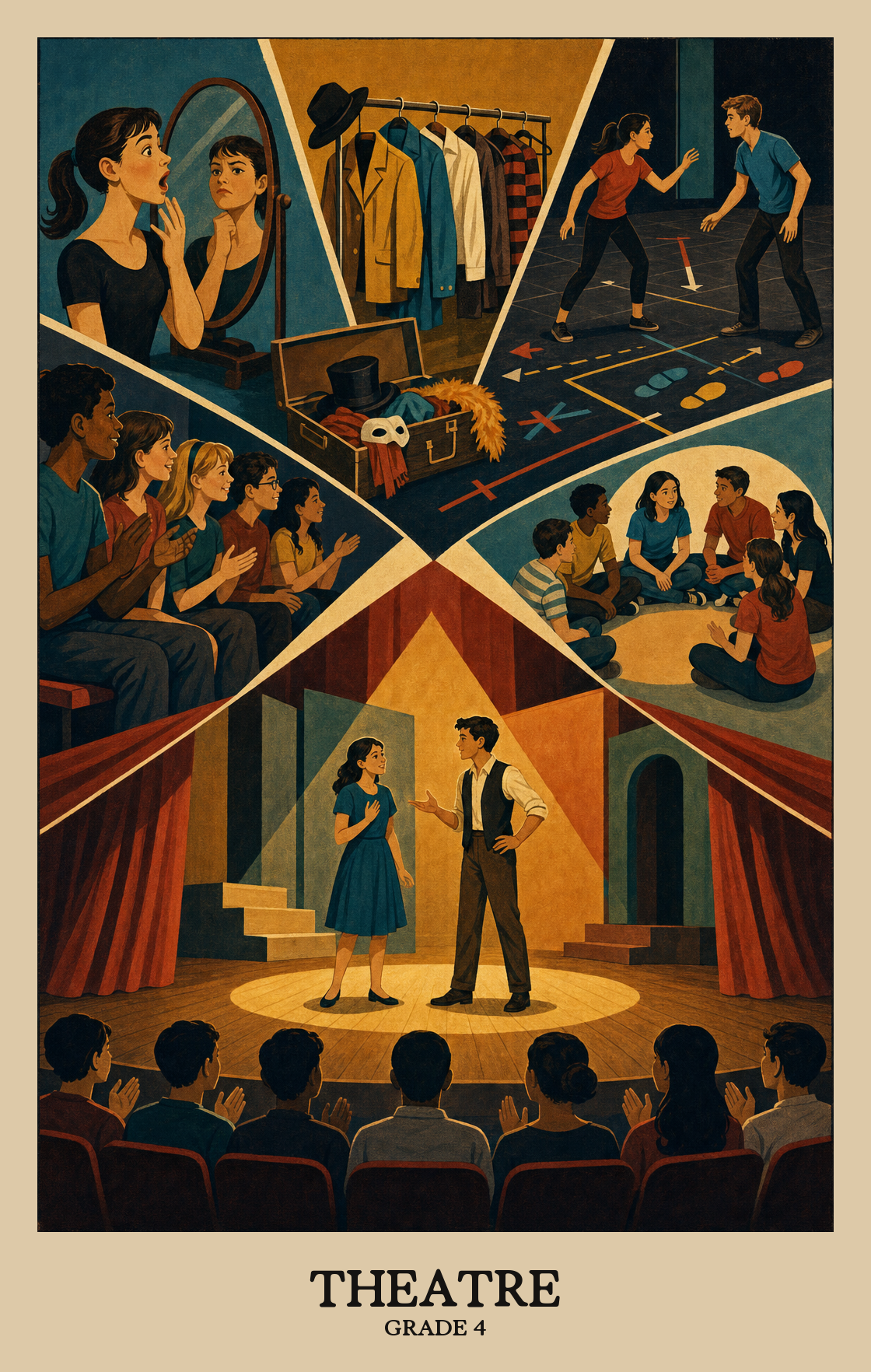 Illustration of what students learn in Grade 4 Arts: Theatre