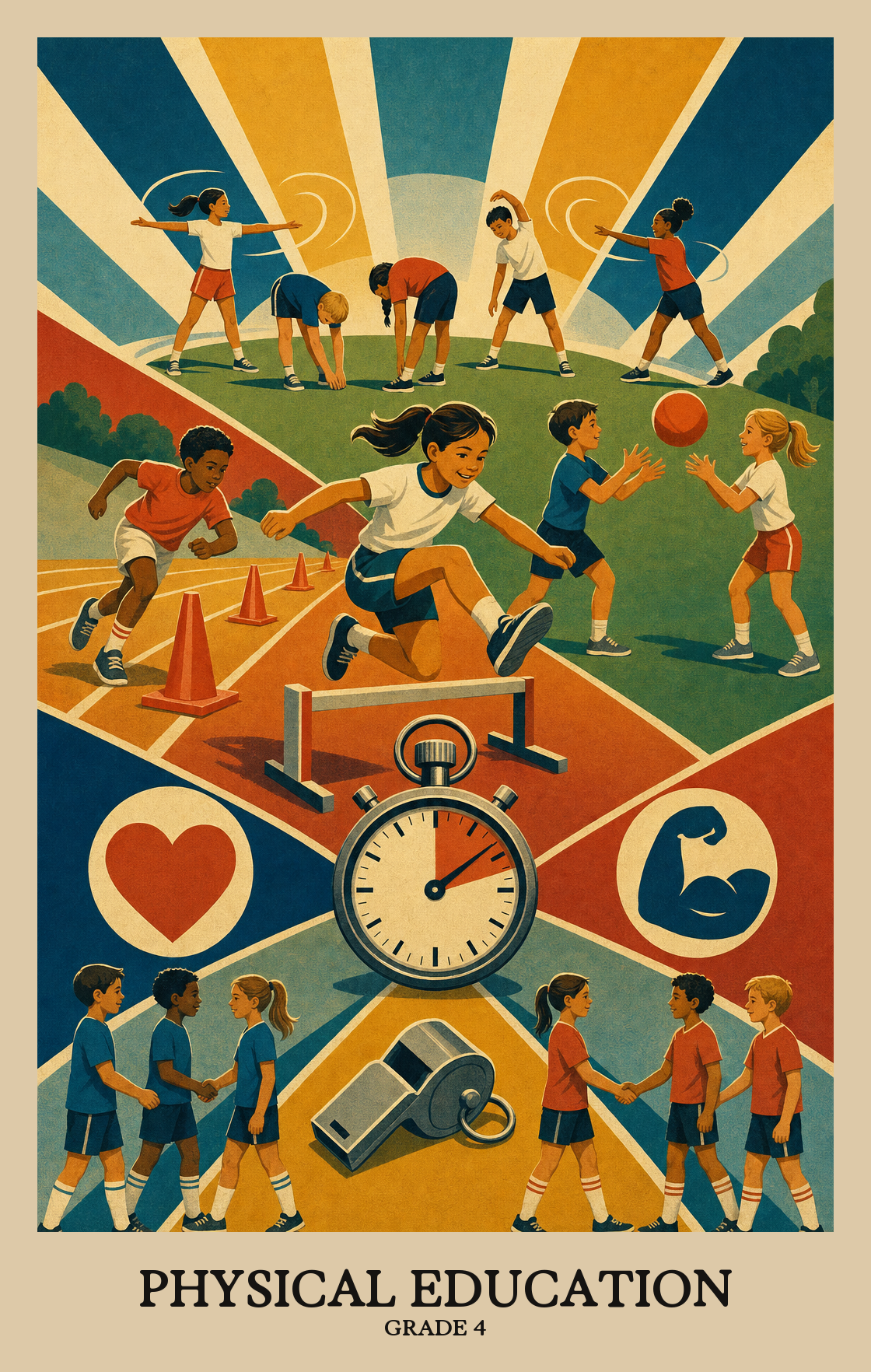 Illustration of what students learn in Grade 4 Physical Education