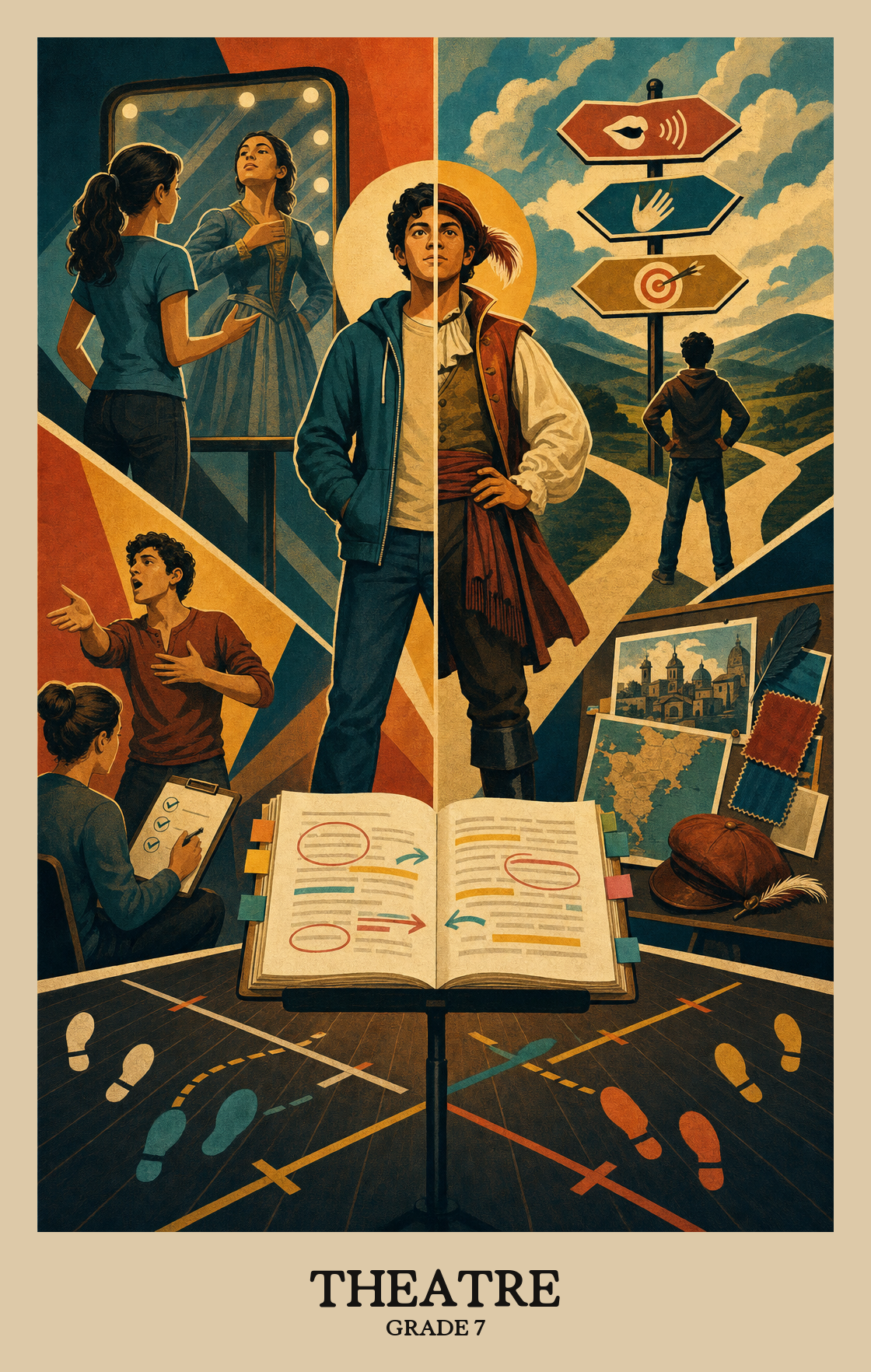 Illustration of what students learn in Grade 7 Arts: Theatre