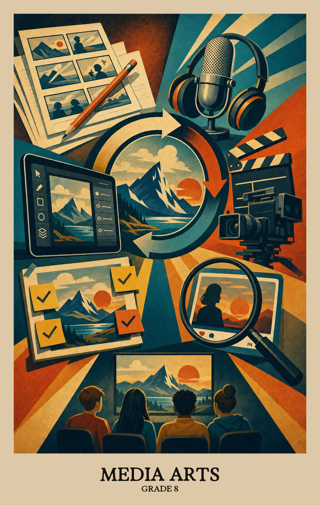 Illustration of what students learn in Grade 8 Arts: Media Arts