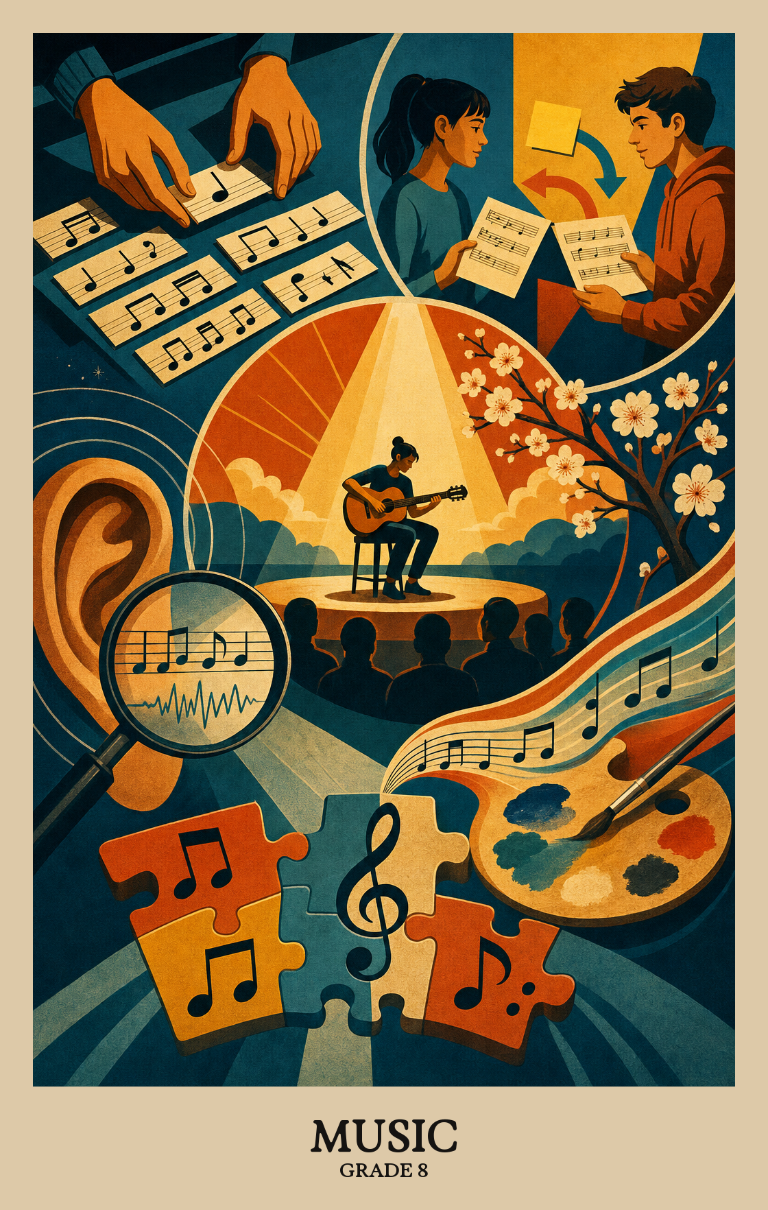 Illustration of what students learn in Grade 8 Arts: Music