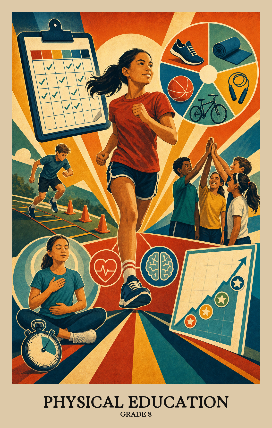 Illustration of what students learn in Grade 8 Physical Education