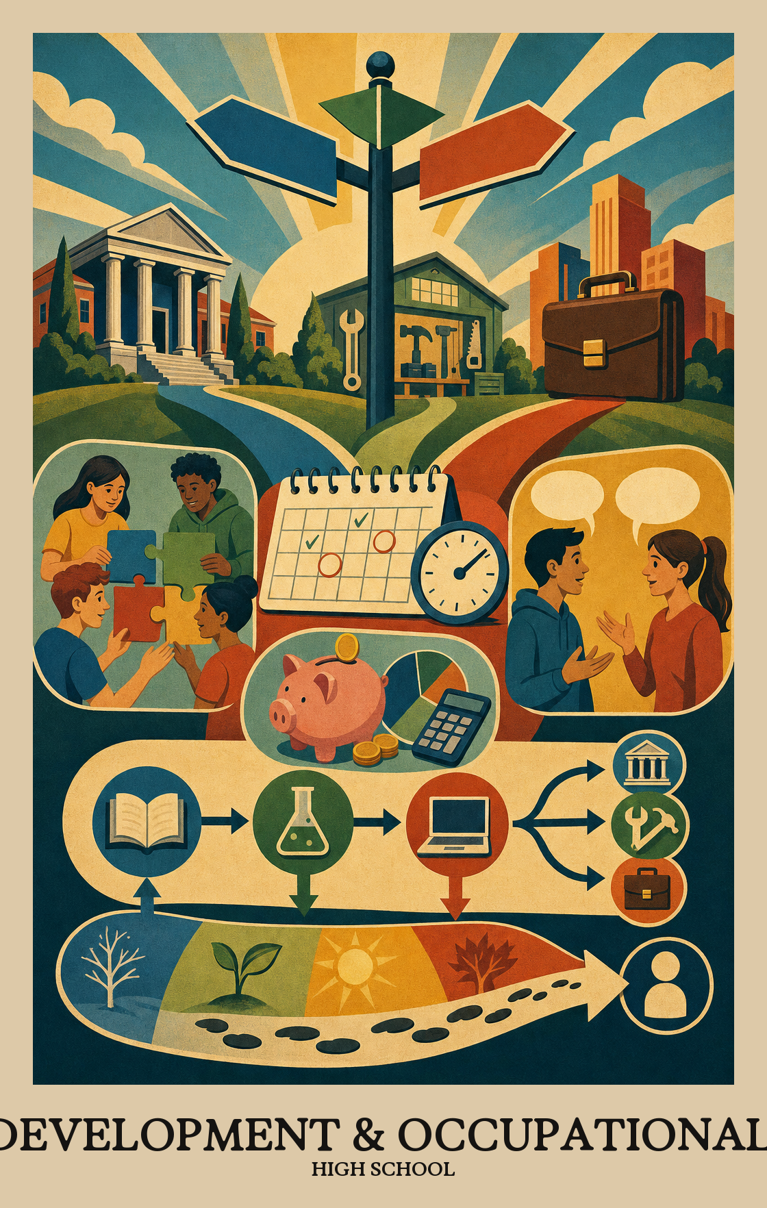 Illustration of what students learn in High School Career Development & Occupational Studies