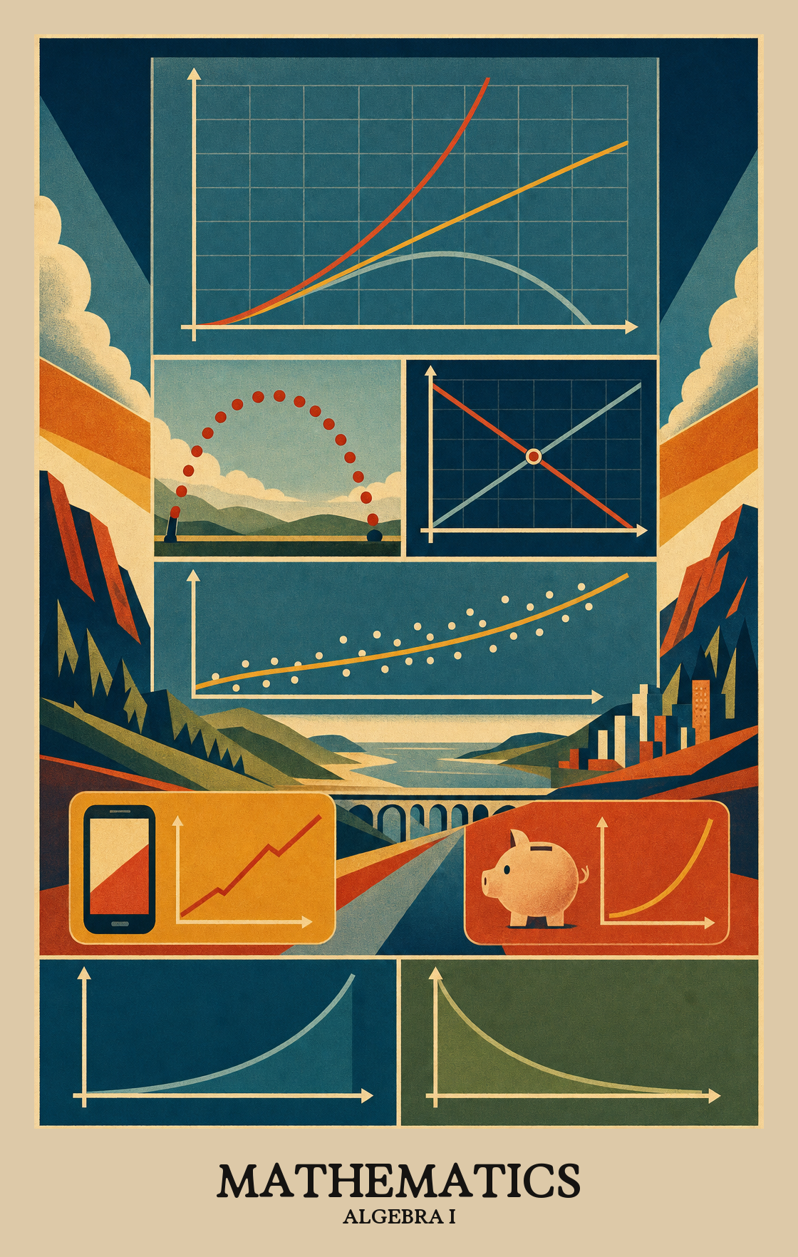 Illustration of what students learn in Algebra I Mathematics