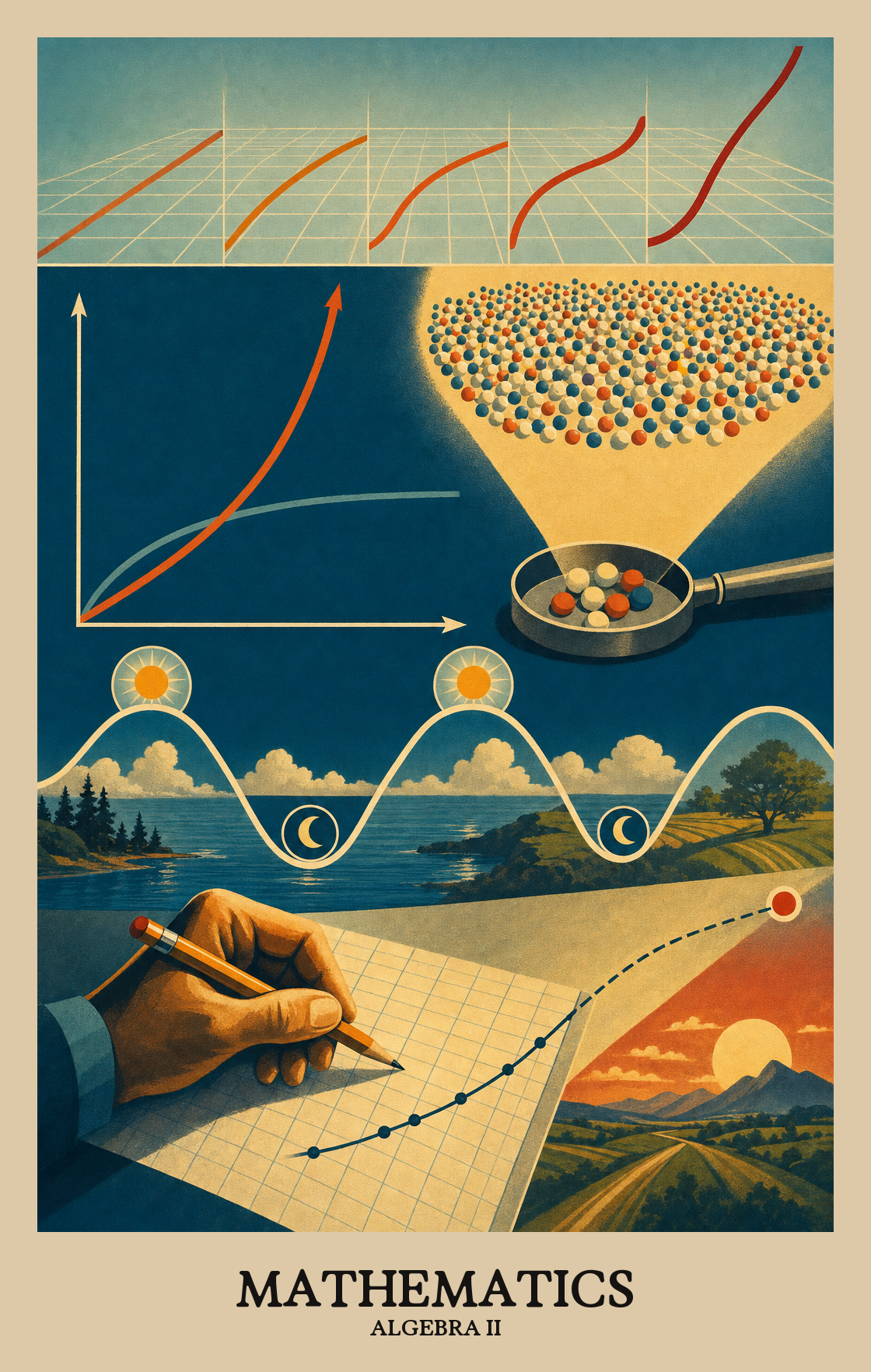 Illustration of what students learn in Algebra II Mathematics