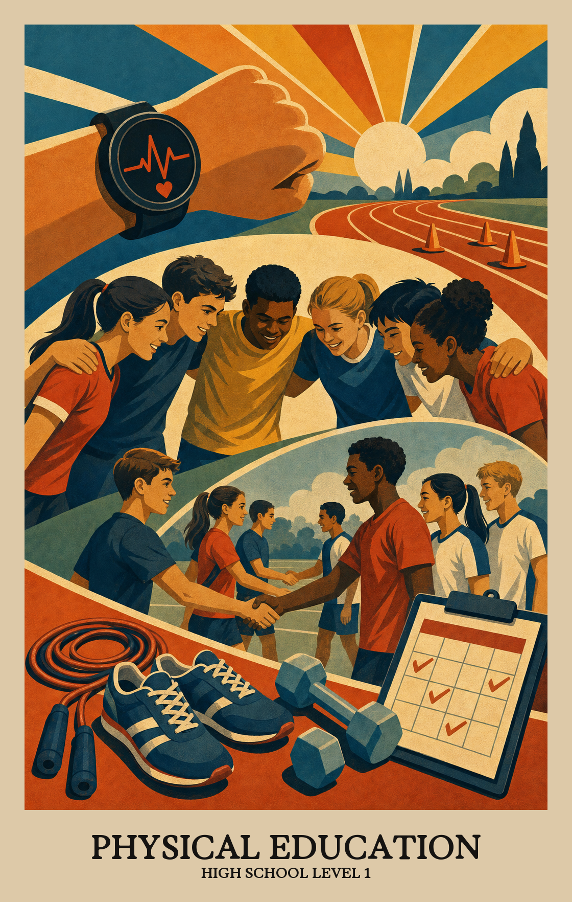 Illustration of what students learn in High School Level 1 Physical Education