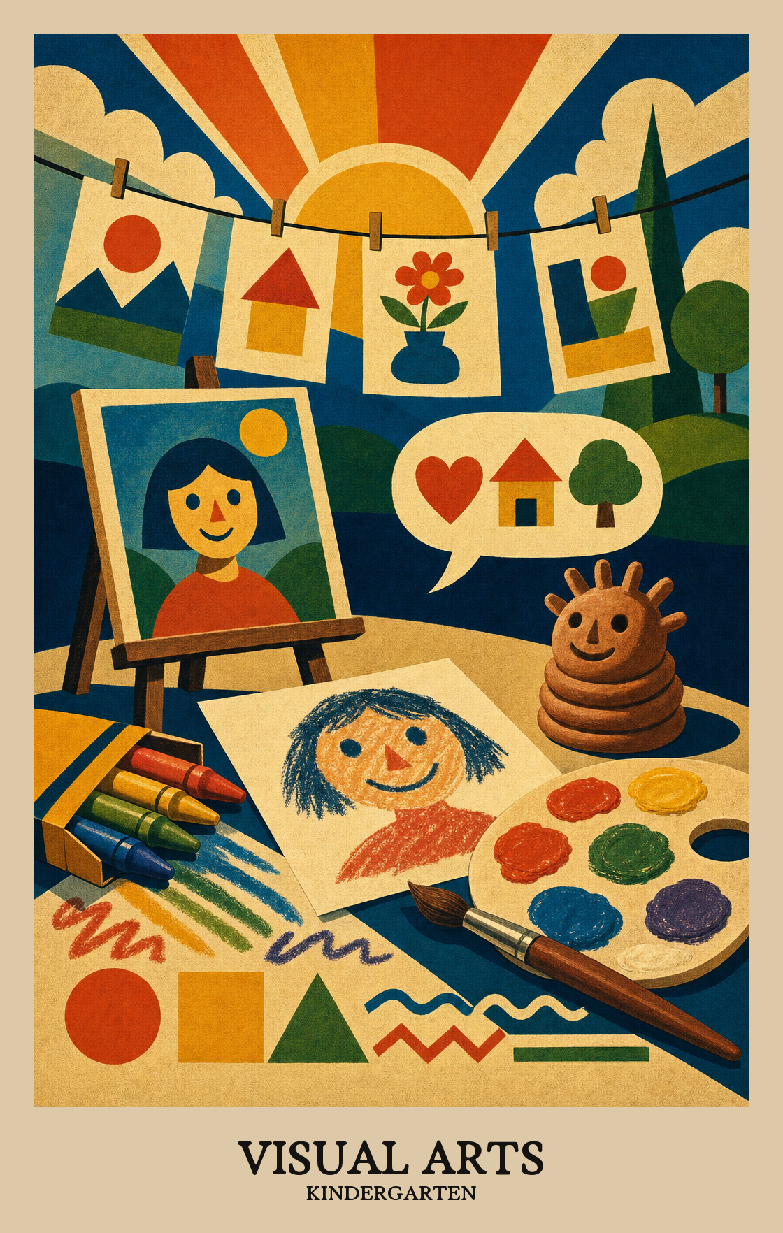 Illustration of what students learn in Kindergarten Arts: Visual Arts