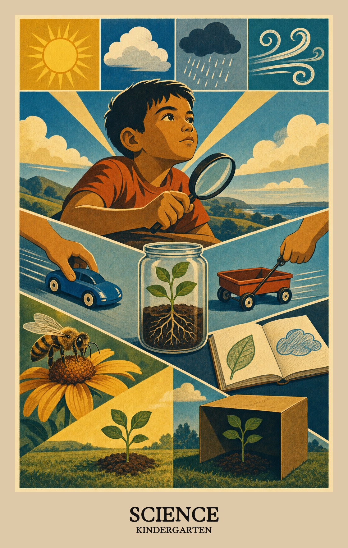 Illustration of what students learn in Kindergarten Science