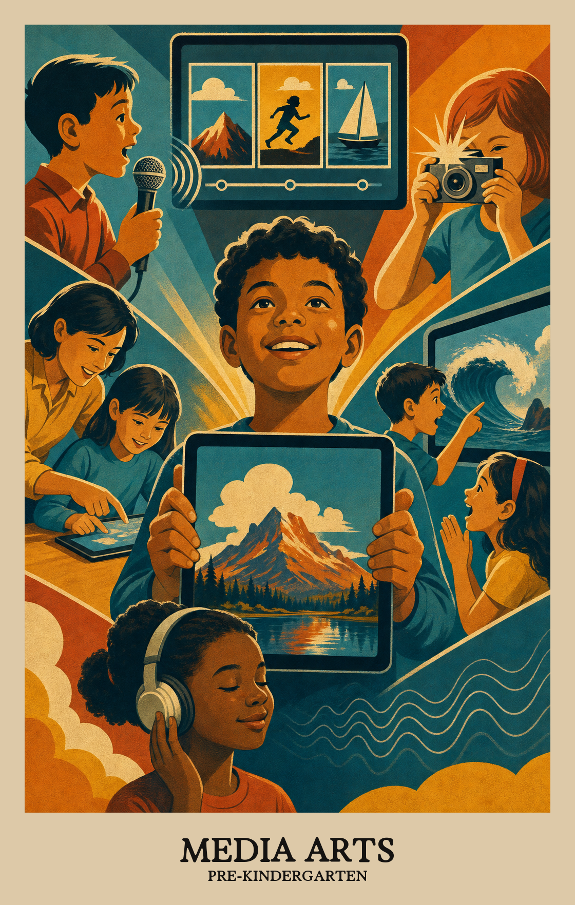Illustration of what students learn in Pre-Kindergarten Arts: Media Arts