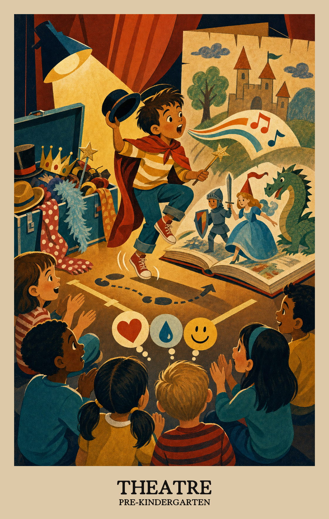 Illustration of what students learn in Pre-Kindergarten Arts: Theatre