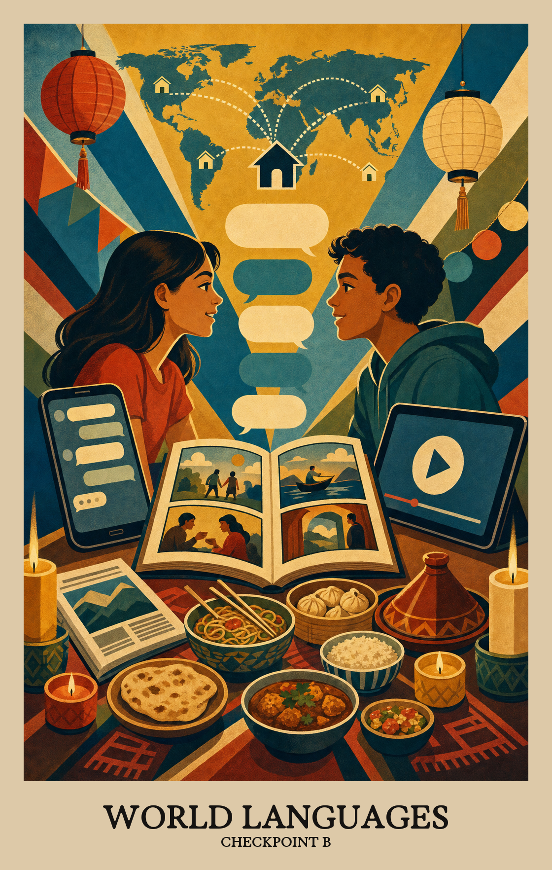 Illustration of what students learn in Checkpoint B World Languages