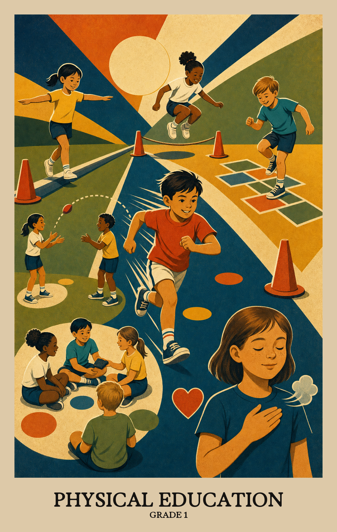 Illustration of what students learn in Grade 1 Physical Education
