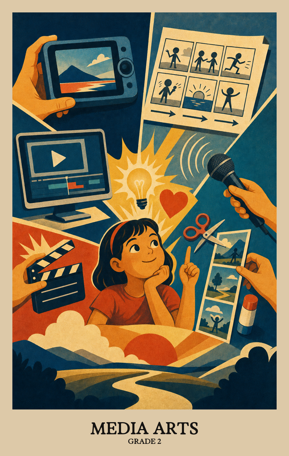 Illustration of what students learn in Grade 2 Arts: Media Arts