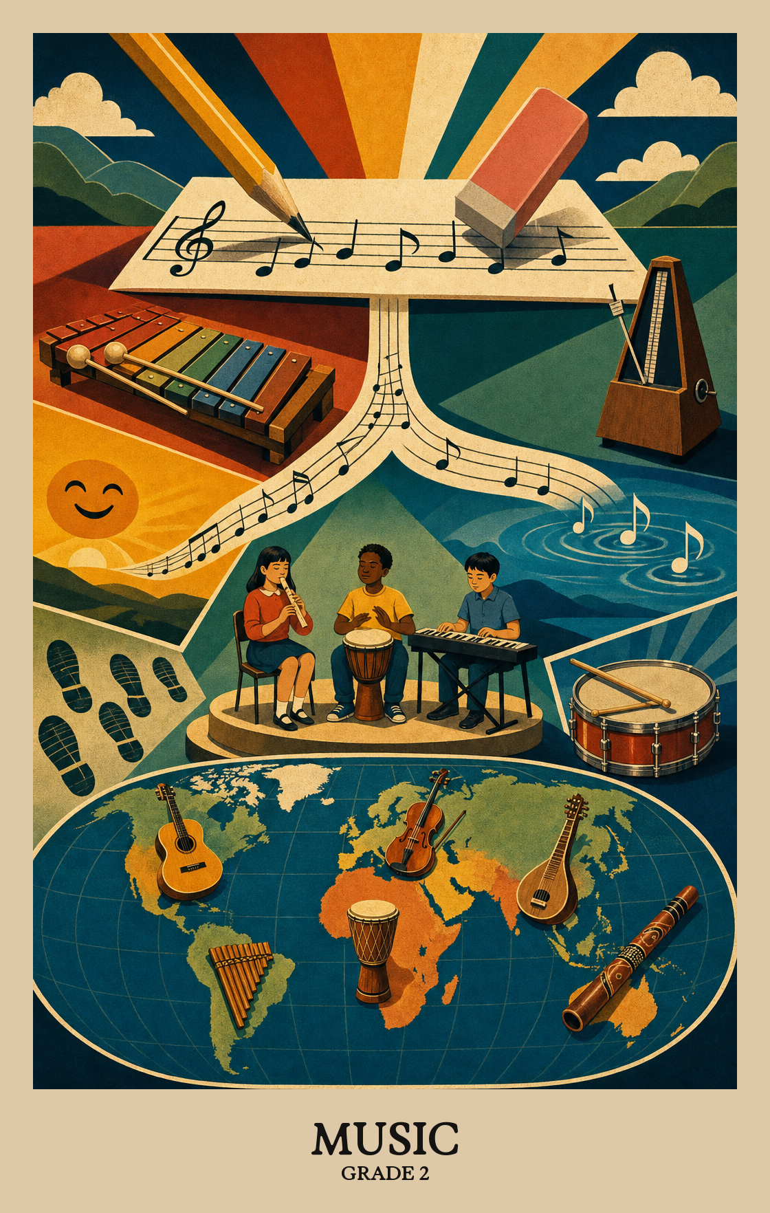 Illustration of what students learn in Grade 2 Arts: Music