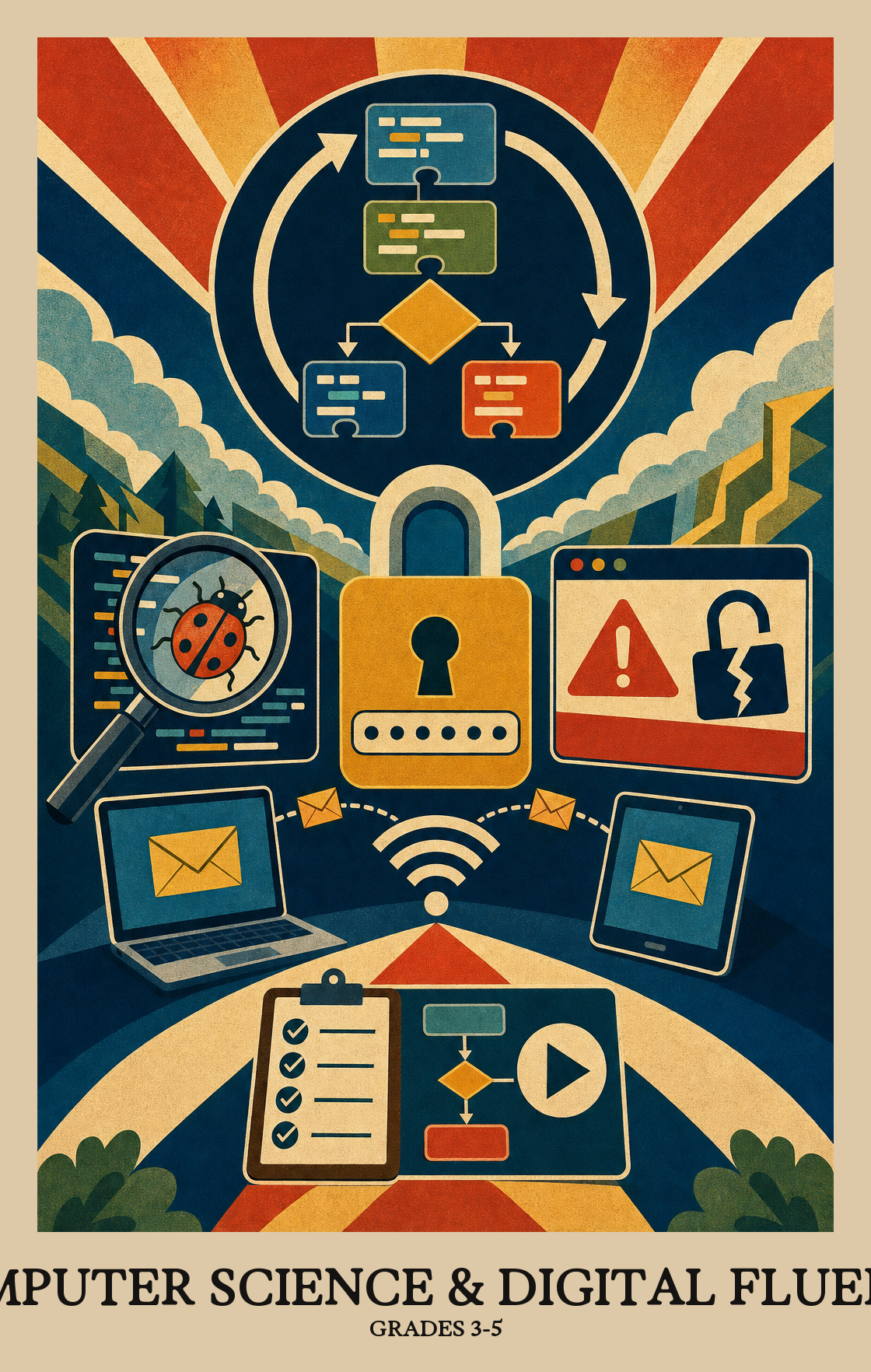 Illustration of what students learn in Grades 3-5 Computer Science & Digital Fluency