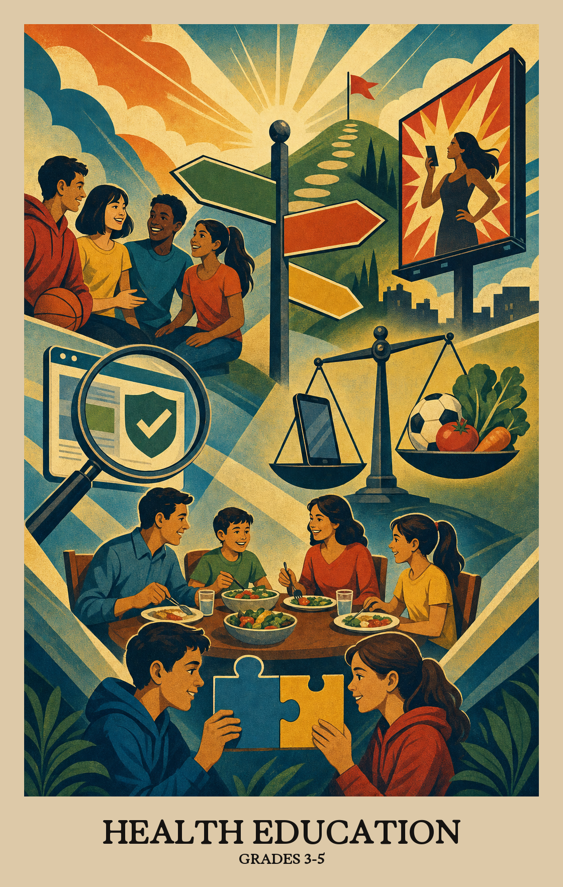 Illustration of what students learn in Grades 3-5 Health Education