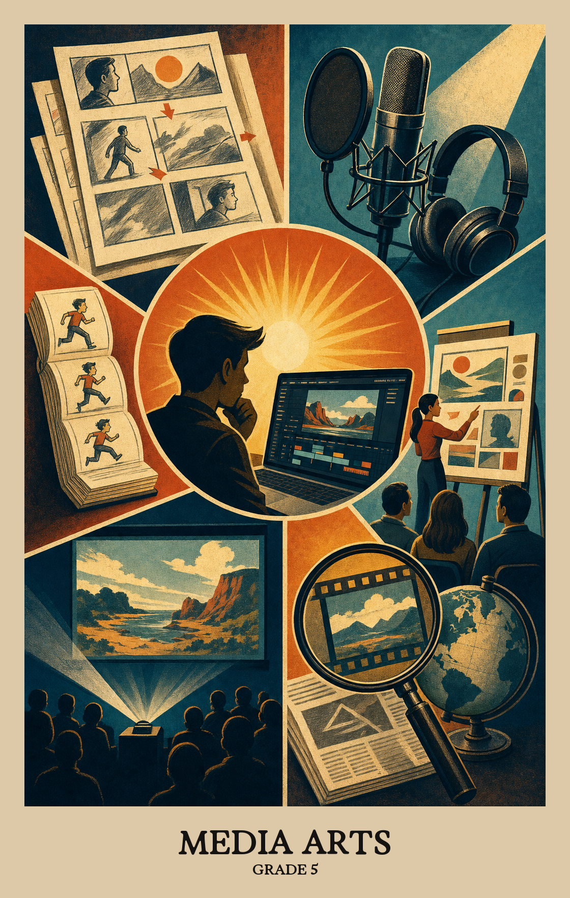 Illustration of what students learn in Grade 5 Arts: Media Arts