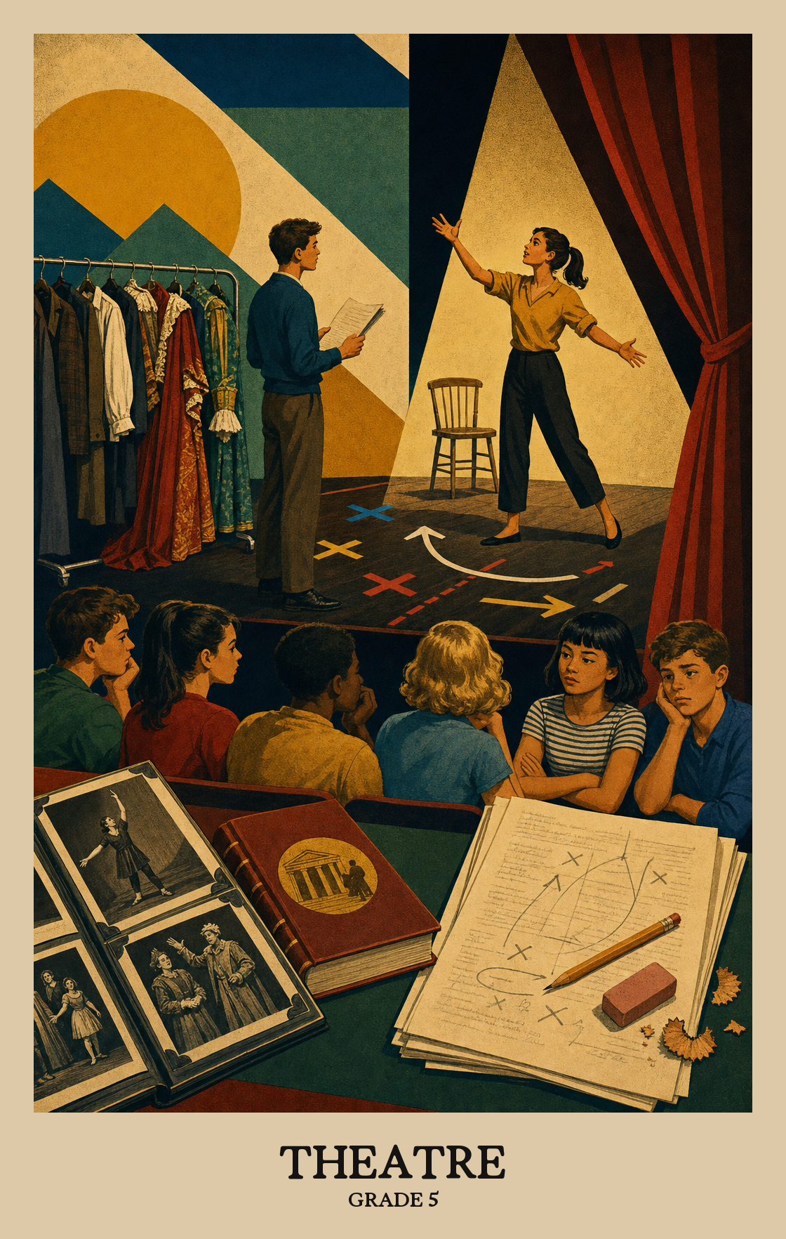 Illustration of what students learn in Grade 5 Arts: Theatre