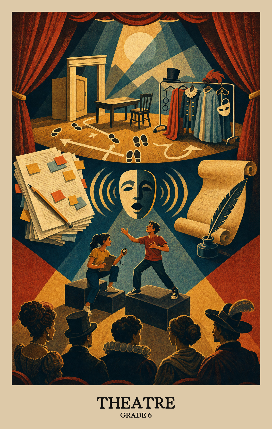 Illustration of what students learn in Grade 6 Arts: Theatre
