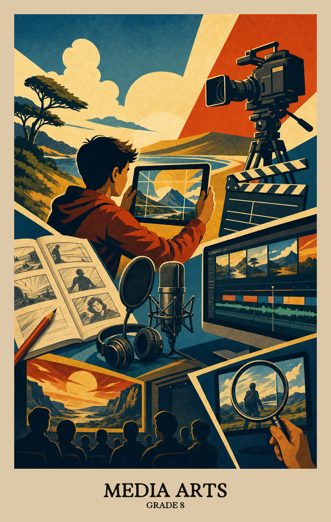 Illustration of what students learn in Grade 8 Arts: Media Arts