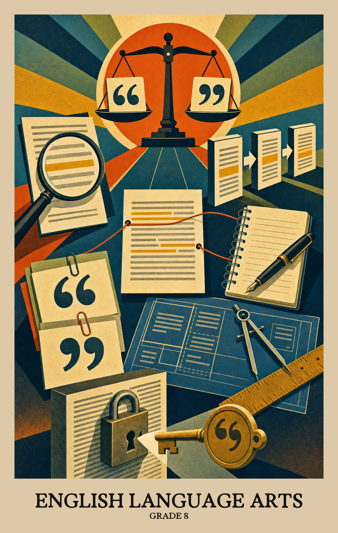 Illustration of what students learn in Grade 8 English Language Arts