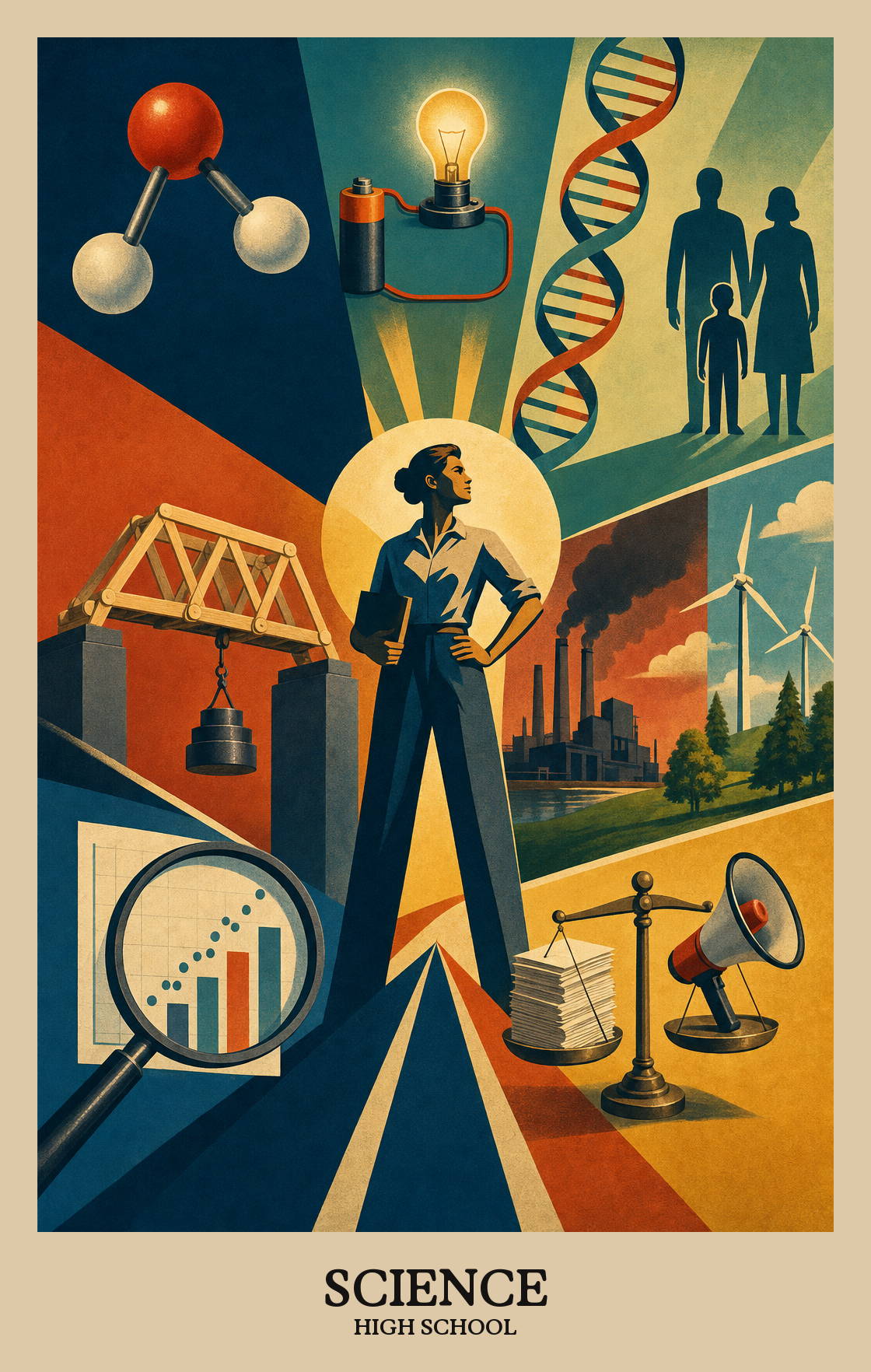 Illustration of what students learn in High School Science