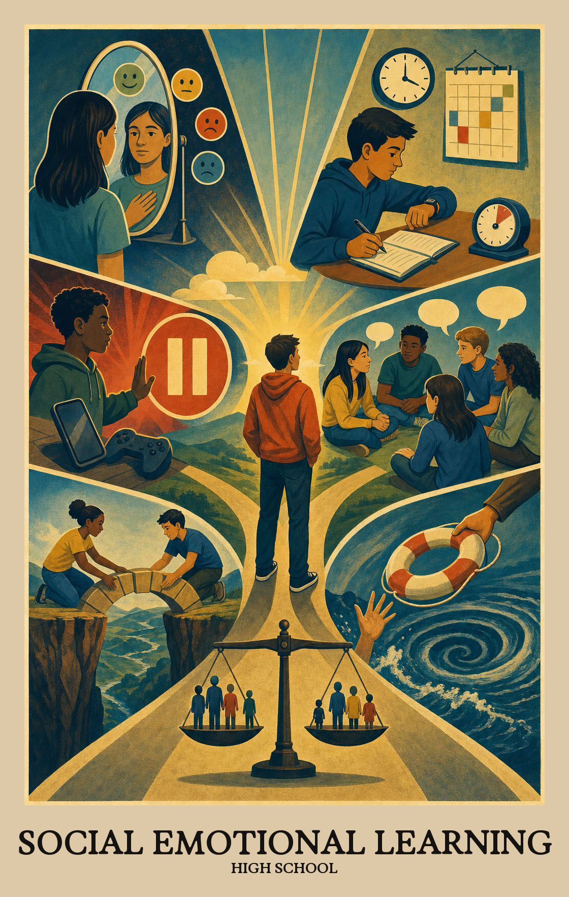 Illustration of what students learn in High School Social Emotional Learning