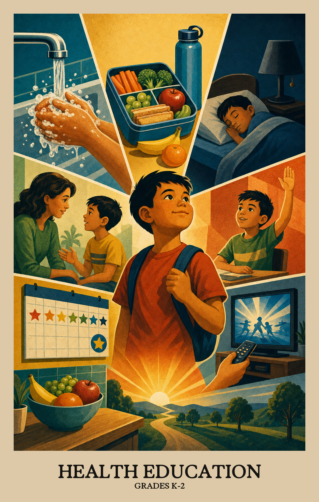 Illustration of what students learn in Grades K-2 Health Education