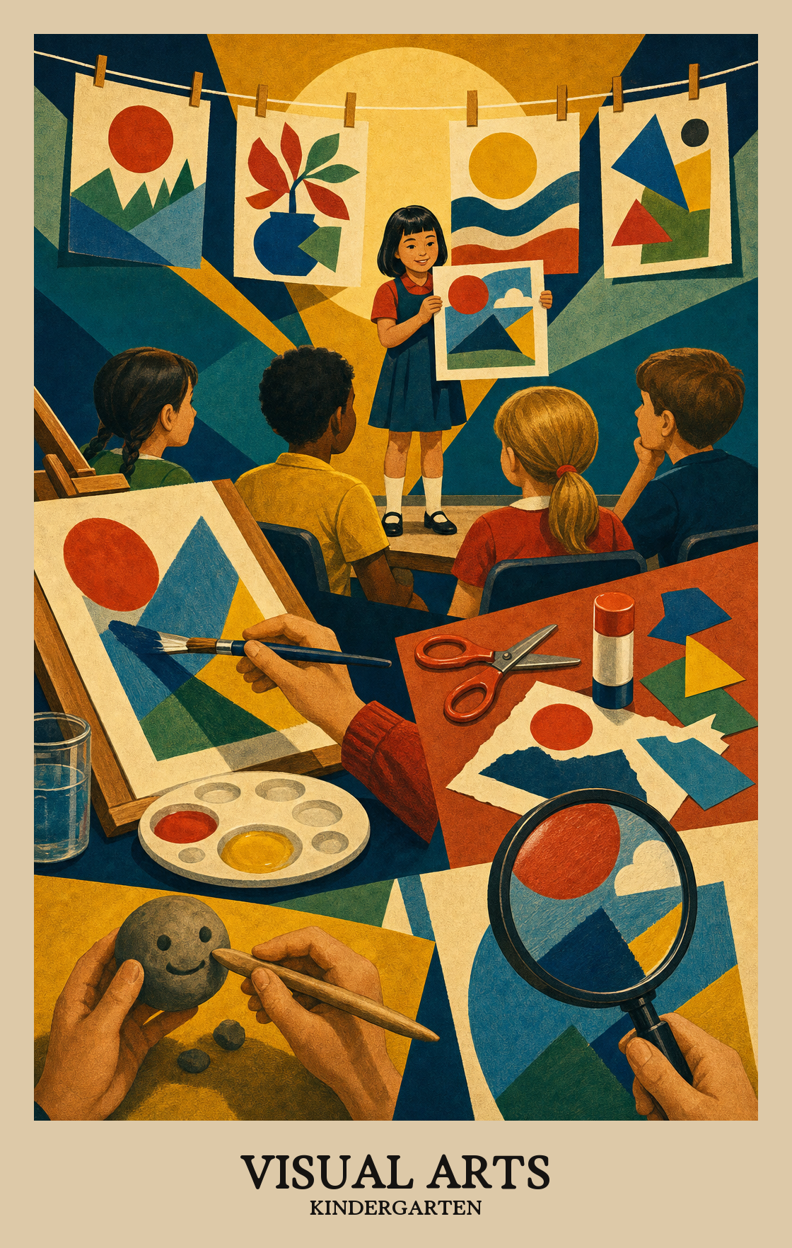 Illustration of what students learn in Kindergarten Arts: Visual Arts